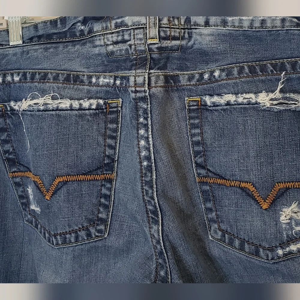 Guess Premium Distressed Patches Midrise Medium Rise Jeans Men's Size 34 X 33